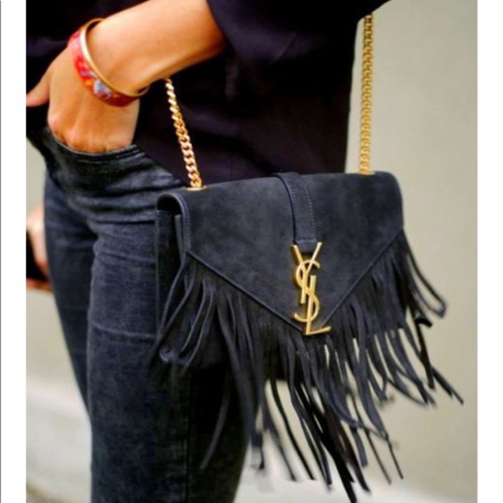 YSL Saint Laurent Monogram Fringe Crossbody Bag,